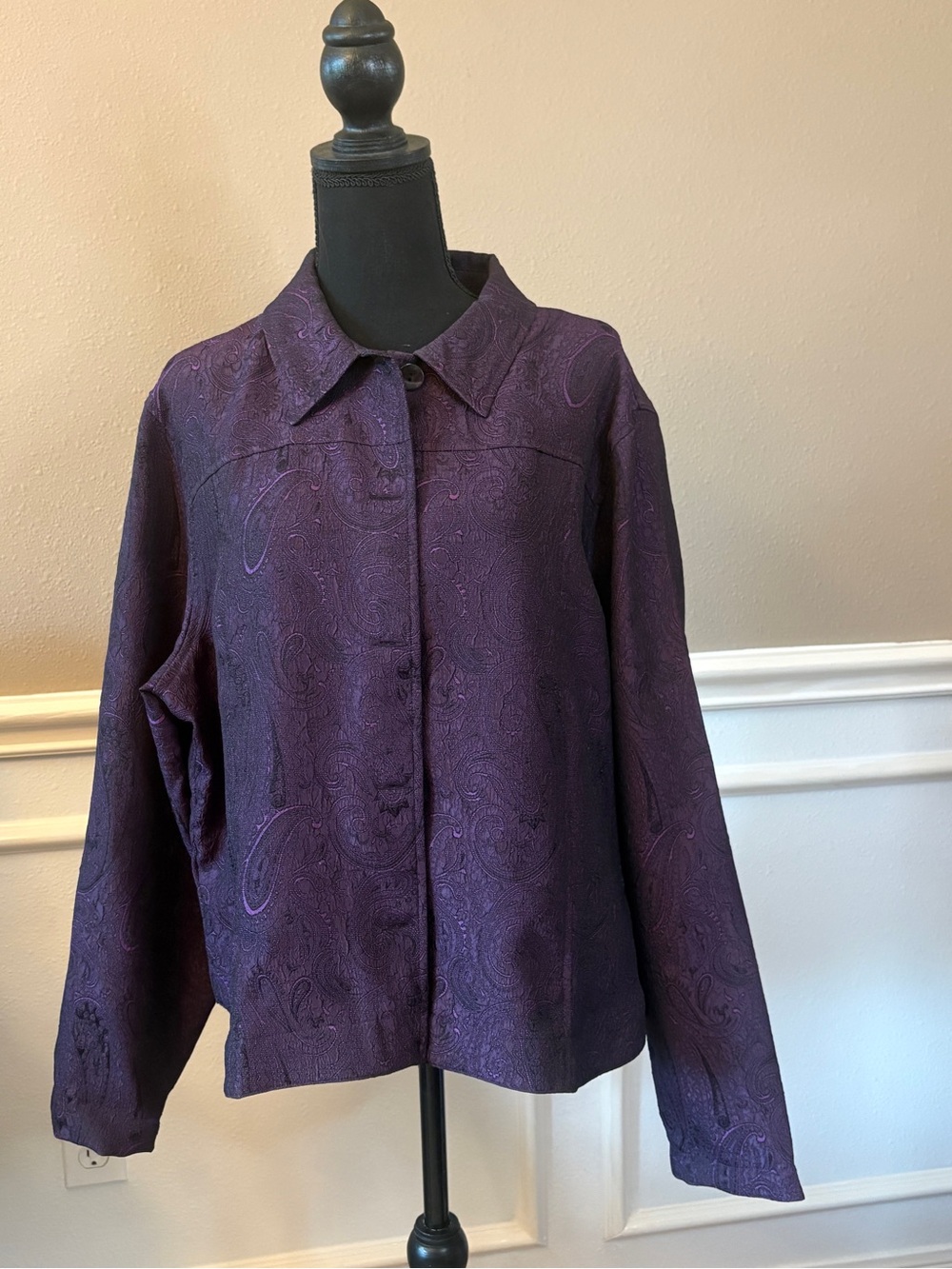 Coldwater Creek Purple Paisley Button-Front Shirt Jacket